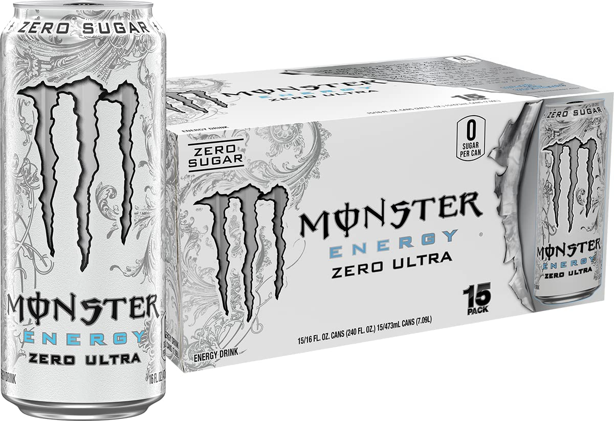 Monster Energy Zero Ultra, Sugar Free Energy Drink, 16 Ounce | Pack of 15