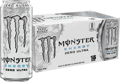 Monster Energy Zero Ultra, Sugar Free Energy Drink, 16 Ounce | Pack of 15