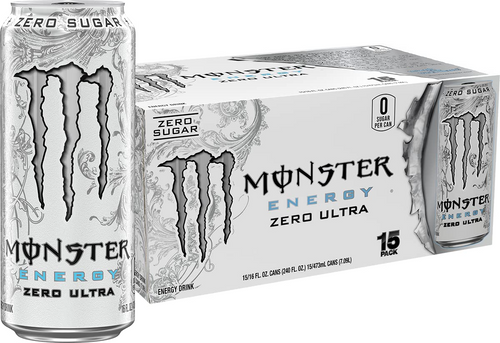 Monster Energy Zero Ultra, Sugar Free Energy Drink, 16 Ounce | Pack of 15